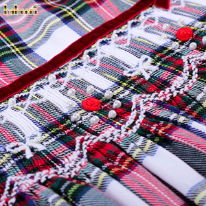 Robe Tartan Mini pour Filles, Ornée de Perles, Brodée à la Main, 100% Coton Respirant, Écologique, ODM - DR4620 - Product Image 2
