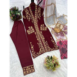 Conjunto de Salwar Kameez de Rayón de Diseñador con Hermoso Bordado para Bodas, Talla XL - Product Image 5