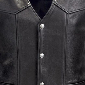 Chaleco de Motociclista de Cuero para Hombre, Estilo Clásico con Cordones Laterales y Cierre de Botones a Presión - Product Image 6