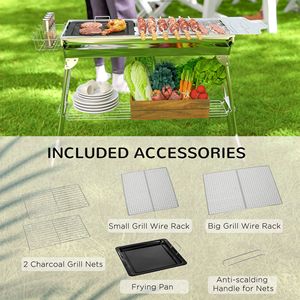 Griglia BBQ Portatile in Acciaio Inox a Carbone, Pieghevole per Campeggio e Picnic, con Finitura Argento per Attività all'Aperto - Product Image 5