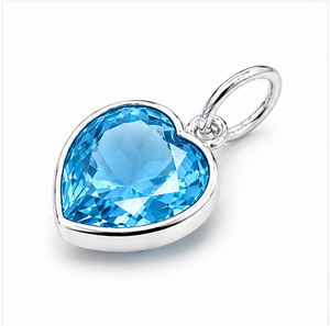 Pendentif en topaze bleue en forme de cœur, collier en argent sterling avec pierre précieuse, bijoux en argent 925, cadeau d'anniversaire pour elle - Product Image 2