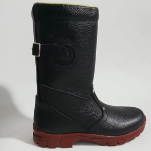 Botas Negras a Media Pantorrilla, Botas de Motocicleta de Cuero Original, Resistentes al Agua, Zapatos de Motocicleta Todoterreno - Product Image 1