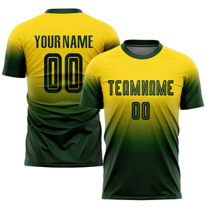 Conjunto de Camiseta de Fútbol JAKTIVE WEAR Sublimada Personalizada 100% Poliéster para Hombre, Amarillo y Verde Degradado, Cuello Redondo, Manga Corta, Absorbente de Humedad - Product Image 4