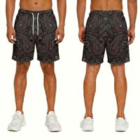 Shorts de bain rétro géométriques pour hommes, double couche, entrejambe 5 pouces, en maille, motif abstrait pastel, séchage rapide, pour l'été et la plage, bas de tenue active