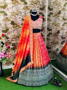 Ensemble Lehenga Choli et Dupatta de mariage de dernière génération, style moderne, pur Chanderi, lavable en machine, haute qualité, en solde - Product Image 6