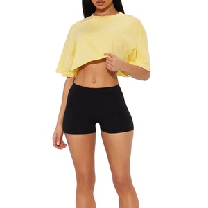 <b>Women's</b> Eco-Friendly Loose Oversized Crew Neck 100% Cotton Crop Top T-Shirts Custom Wholesale - Product Image 1