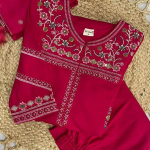 Ensemble Kurti Anarkali en soie de mangue spécial fête et pantalon Plazzo pour femmes - Product Image 2