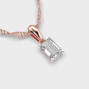 Colgante de Diamante Solitario con Corte Esmeralda en Oro Rosa/Amarillo/Blanco de 9K - Product Image 2