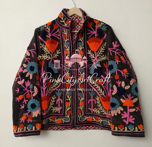 Suzani brodé à la main en velours respirant, fini, pour femme, style vintage cachemiri, bohème, traditionnel indien, artisanal, taille standard - Product Image 5