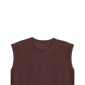 Custom Men Textured Muscle Tee Wholesale Chocolate Brown Blank Workout Sleeveless T Shirt Plain Gym Vest Custom <b>Logo</b> Casual - Product Image 2