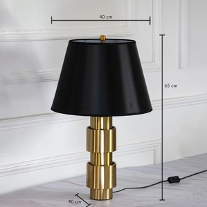 Modern Gold Metal <b>Table</b> Lamp with Black Fabric Shade Simple Design Middle Size Luxury Hotel <b>Bedside</b> Lamp for Home Decor Lighting - Product Image 3