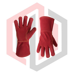 Gants de Soudure Rouges Promotionnels Résistants à la Chaleur, Antidérapants, Sans Silicone, Lisses, Anti-Coupure, Anti-Statiques en Polyester/Nitrile 11 oz - Product Image 4