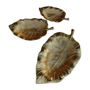 Plateau en aluminium en forme de feuille pour servir des fruits secs et des fruits, lot de 3 pièces au meilleur prix auprès d'un grossiste - Product Image 4