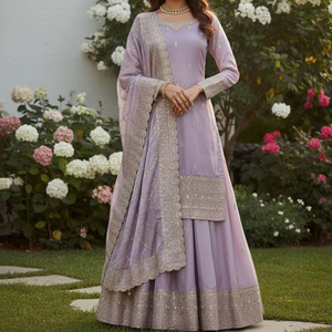 presernting New Ready To Wear Spacial Fancy Design Heavy Embroidery And Sequence Work <b>Top</b> - Plazzo With Dupatta - Product Image 1