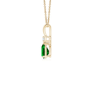 Pendentif solitaire goutte d'eau émeraude pour femme en or 10K 14K 18K et argent 925 935, coupe émeraude, bijoux fins classiques pour fiançailles - Product Image 2