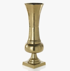 Jarrón de Metal Dorado Antiguo con Forma de Trompeta - Elegante Soporte Floral Artístico para Centro de Mesa, Decoración de Bodas y Hogar - Product Image 1
