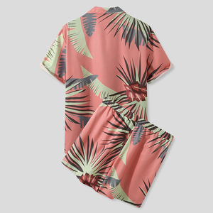 Custom Summer <b>Men</b> <b>Hawaiian</b> Style Printing Short Sleeve Nylon Button <b>Shirt</b> and Beach Shorts Set for <b>Men</b> - Product Image 2