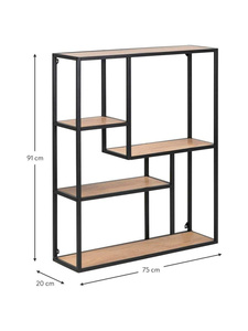 Modern Industrial Wall Shelf Bookcase Metal Frame Display <b>Storage</b> <b>Rack</b> for Living Room Office Home - Product Image 2