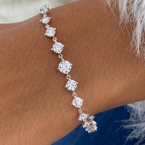 Unique Style VVS Round Lab Grown Diamond <b>Silver</b> Plated 925 Sterling <b>Silver</b> Link <b>Bracelet</b> Fine Fashion Luxury Women's - Product Image 5