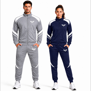 Custom Unisex Sports <b>Tracksuit</b> Set Full Zip Training Jacket and Jogger Pants Athletic Fitness Running Wear for Men and Women - Product Image 1