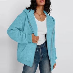 Sudadera con capucha y cremallera Solomon para mujer, 100% poliéster, forro polar, informal, manga larga, estilo urbano, invierno, logotipo personalizado - Product Image 3