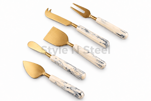 <b>Marble</b> Handle Cheese Knife Set Stainless Steel Cheese <b>Cutter</b> Fork Spreader Serving Tools for Kitchen Party - Product Image 4