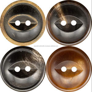 Botones de hueso de cuerno natural de 4 agujeros de alta calidad Botón de cuerno de búfalo real - Product Image 1
