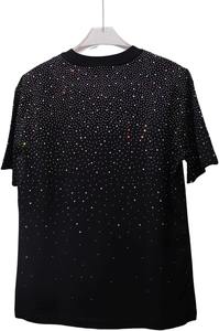 เสื้อยืดผู้ชายสีดำประดับเพชร เสื้อผ้าสตรีทแวร์ประดับเพชรระยิบระยับ แขนสั้นระบายอากาศได้ดี เสื้อแฟชั่นสำหรับออกงานกลางคืน - Product Image 3
