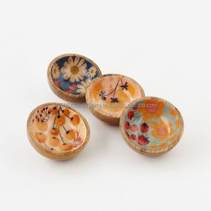 Cuenco de madera impreso hecho a mano de buena calidad para mesa de comedor, cuenco esmaltado para servir comida para restaurante, Hotel para fiestas - Product Image 3