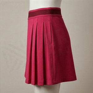 Jupe courte plissée rose pour femme, taille élastique, style sportif respirant, couleur unie, toutes saisons, polyester tissé - Product Image 3