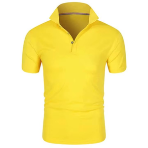 <b>Men's</b> <b>Yellow</b> Short Sleeve Knitted <b>Polo</b> <b>Shirt</b> Casual Solid Color Button Down Design Regular Fit - Product Image 1