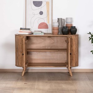 Mueble de almacenamiento de 2 puertas estilo Vandana Autumn Space con bordes redondeados, madera maciza de acacia, Boomer - Product Image 2