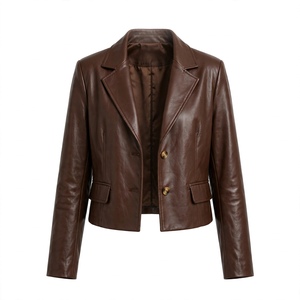 HIGH QUALITY WOMENS <b>LEATHER</b> <b>BLAZER</b> - Product Image 4
