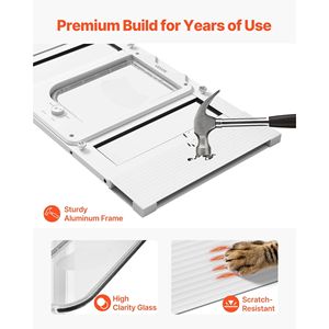 Porte pour chat en verre haute transparence avec cadre en aluminium pour fenêtres, 4 modes de verrouillage sécurisés, ajustement adaptable pour une largeur de 23 à 28 pouces - Product Image 6