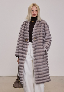 เนสต้า สปอร์ตส์เสื้อแจ็คเก็ตขนสัตว์เทียมชินชิลล่าสำหรับผู้หญิงสำหรับฤดูหนาว สีดำ ลายสัตว์ แขนยาว ไซส์พลัส เสื้อโค้ทกันลม - Product Image 4