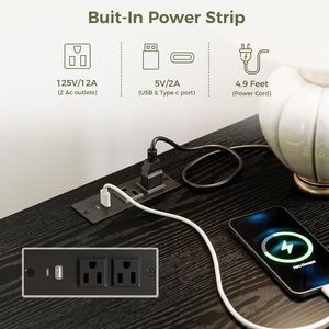 Comodino Moderno Scanalato con Stazione di Ricarica, Cassetti Aperti e Ripiani, Tavolino da Notte in Legno per Camera da Letto - Product Image 5