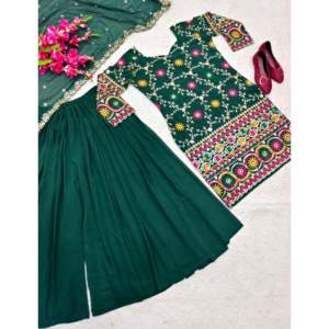 Conjunto de ropa de fiesta de diseñador para mujer con hermosa parte superior Dupatta-Sarara para un aspecto elegante - Product Image 5