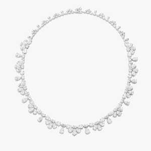 Pear Cut Lab Grown Diamond Cluster <b>Statement</b> <b>Necklace</b> CVD HPHT Solid 18K White Gold Bridal Fine Jewelry Collar <b>Necklace</b> Women - Product Image 4