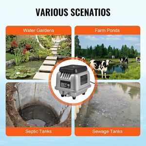 Pompa ad aria lineare da 90L/min per sistema di aerazione acquacoltura per laghetti da 1/4 di acro e 10 piedi di profondità, giardini acquatici, aeratore per fossa settica, pompa per acque reflue - Product Image 3