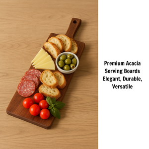 Tabla de cortar de madera de acacia con mango largo, tabla de picar de madera rústica para cocina, tabla para servir carne y verduras - Product Image 3