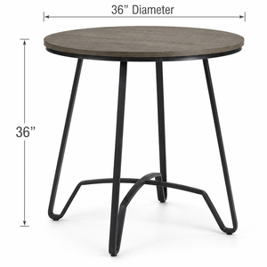 Table à manger moderne en bois avec plateau en bois, pieds en métal noir, diamètre de 36 pouces, design minimaliste, durable, table de salon pour 2 personnes - Product Image 3