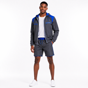 OEM Private Label Custom Logo Men's Sports <b>Windbreaker</b> Jacket Shorts Set Nylon Polyester Matching Set Custom Logo Supplie - Product Image 1