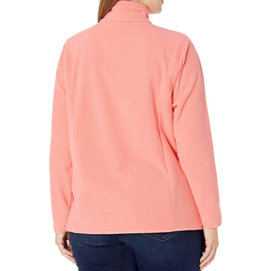 Veste d'hiver chaude pour femme, en polaire 100% polyester imperméable, couleur corail uni, fermeture éclair intégrale, col montant - Product Image 4