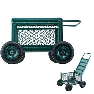 Carrello da Giardino in Metallo Resistente con Sedile, Capacità 400 LBS, Carriola per Giardinaggio - Product Image 1