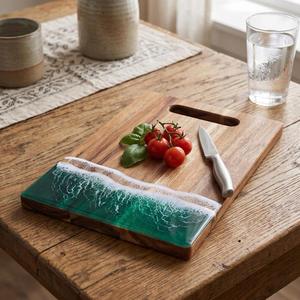 Planche à découper rectangulaire en acacia personnalisée, planche à découper artisanale pour la cuisine, planche de préparation alimentaire durable, épaisseur 1,2 cm, passe au lave-vaisselle - Product Image 5