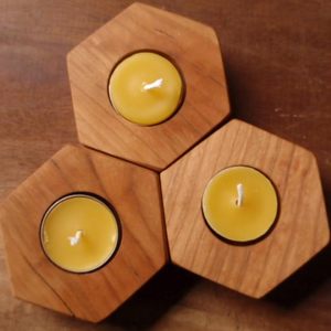 Wooden Hexagon <b>Tea</b> <b>Light</b> Candle Holder Premium Natural Wood | Handmade Decorative Candle Stand for Home Decor, Diwali, Living R - Product Image 3
