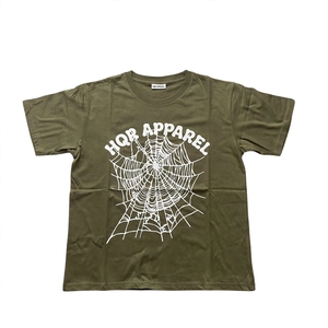 HQR APPAREL <b>Men's</b> <b>Brown</b> Short Sleeve O-Neck <b>T</b>-<b>Shirt</b> Front Logo Street Style Regular Fit Cotton Breathable 320g Digital Printed - Product Image 1