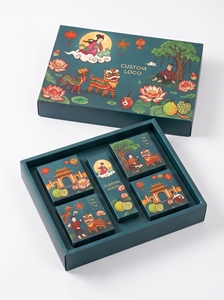 Boîte cadeau rigide avec design artistique du Festival de la Lune, en carton rectangulaire, emballage haut de gamme pour cadeaux artisanaux, impression quadricolore - Product Image 2