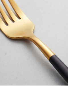 Minimalist Flatware Set <b>Gold</b> <b>Black</b> Handle Mirror Polish Stainless Steel Dishwasher Safe Wedding Dining <b>Cutlery</b> - Product Image 2