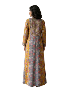 Vestido largo con estampado floral, manga larga, cuello en V, línea A, informal, para mujer - Product Image 2